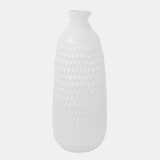 Ceramic Dimpled Vase, White, 16"