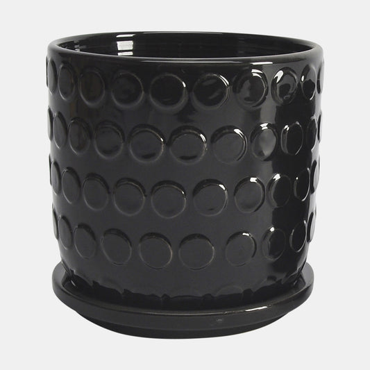 Bubble Planter w/saucer, Black 5"