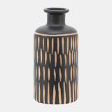 Cer. 10"H Tribal Vase, Black