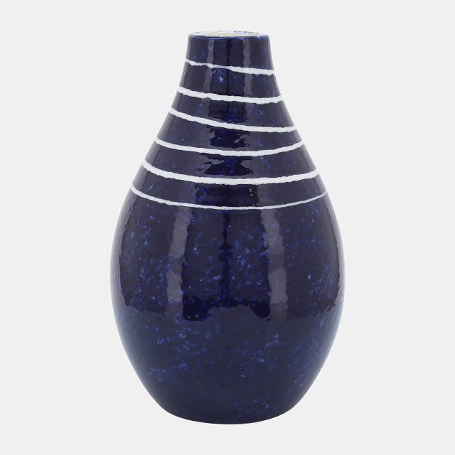 Cer. 10"H Primeval Vase, Blue