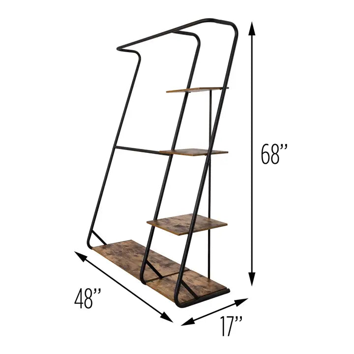 Freestanding Double-Rod Open-Closet Clothes Storage Wardrobe