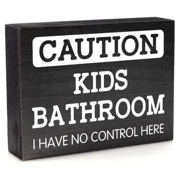 Caution Kids Bathroom Sign | Bathroom Decor | Kids Room Decor