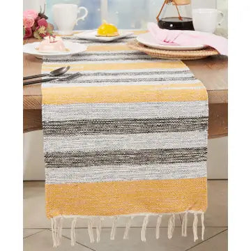 Classic Striped Cotton Blend Table Runner 16X72 Table Runner