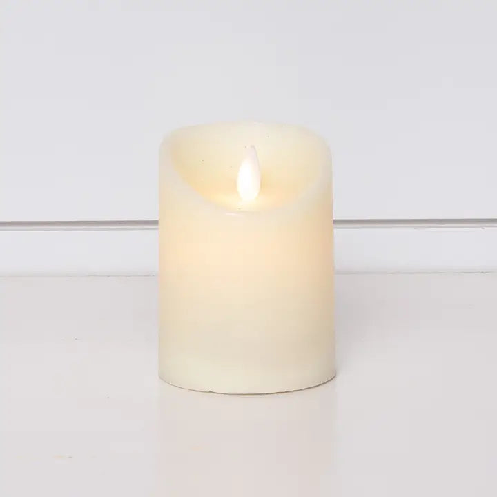 Candle LED Ivory Flickering Pillar Small