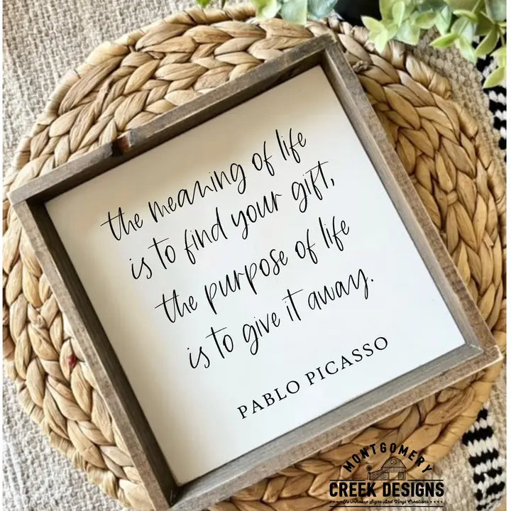 The Meaning of Life Small Framed Wood Sign