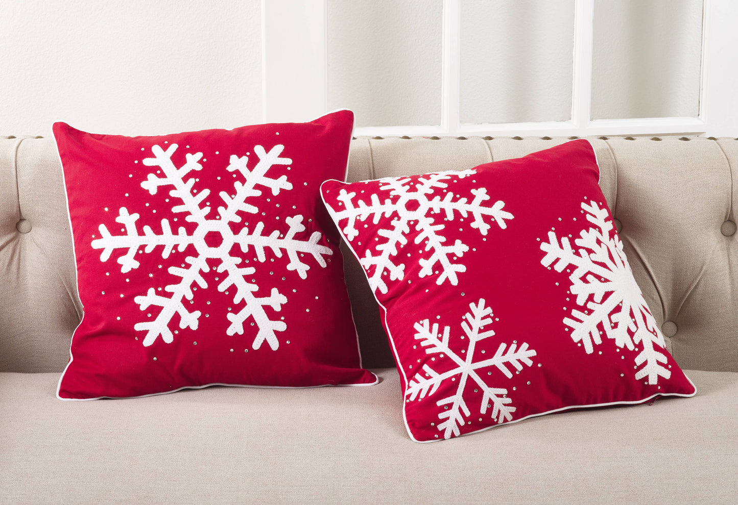 Studded Snowflake Pillow - Down Filled