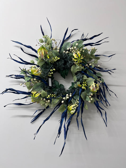 Berries and Blue Dried Wreath