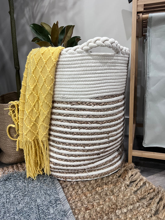 Jute with Cream Stripe Basket