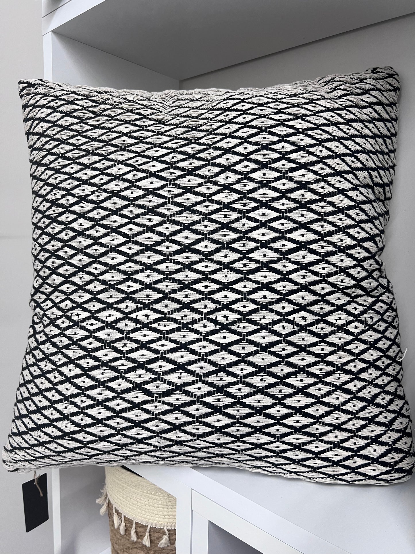 Black and Cream Handloom Oversize Pillow