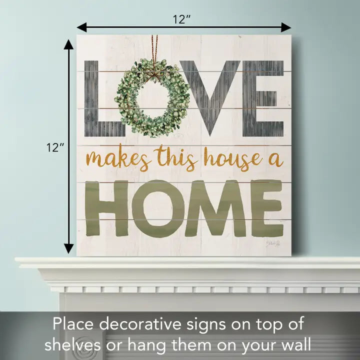 Love Home Decorative Slatted Pallet Wood Sign