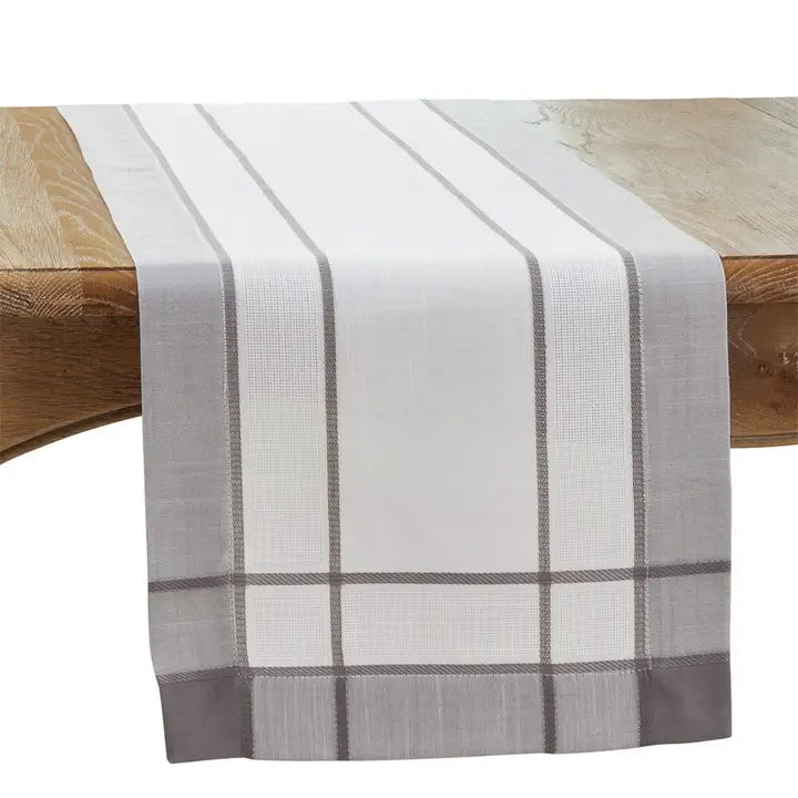 Grey Banded Border Design Table Runner