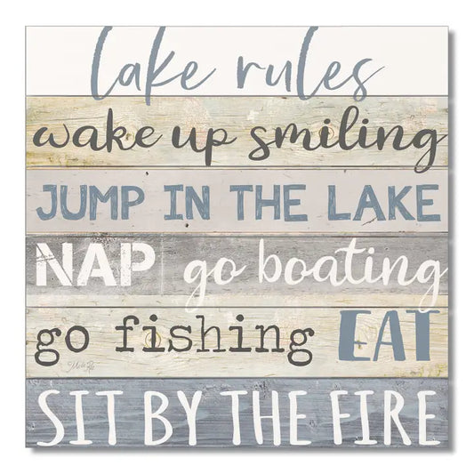 "Lake Rules" Decorative Slatted Pallet Wood Sign